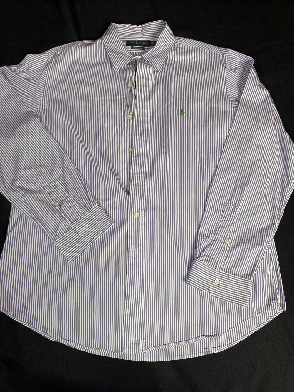 Ralph Lauren Purple and White Striped Button-Down Dress Shirt Custom Fit XL